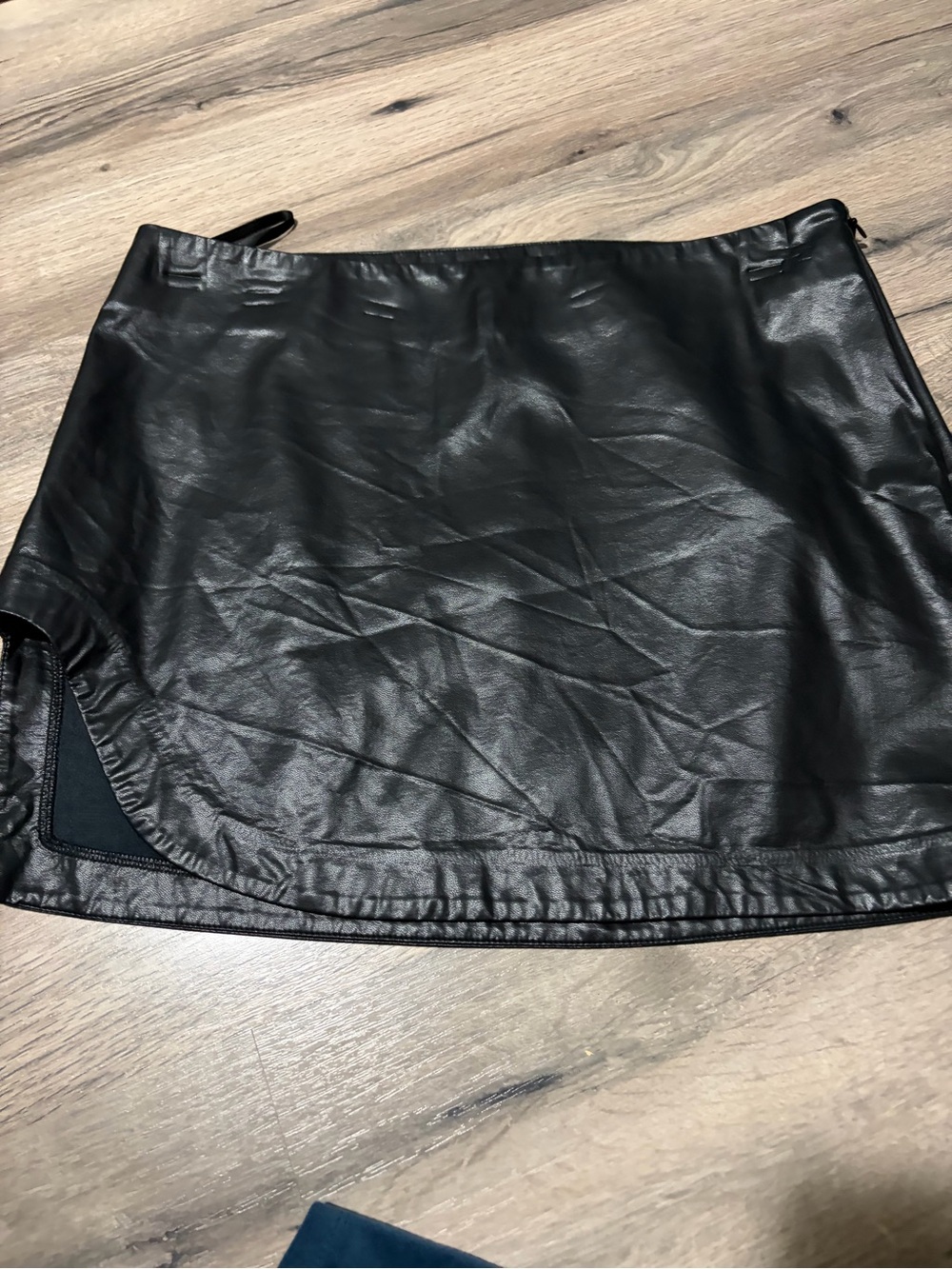 Cotton Candy Black Faux Leather Mini Skirt- large